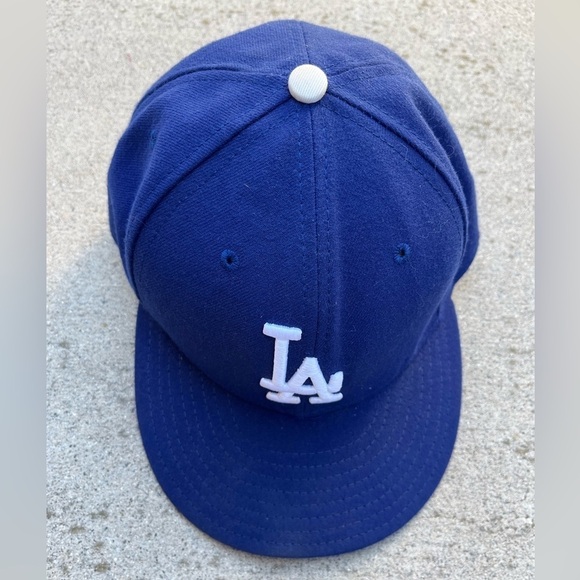 Los Angeles Dodgers Men's New Era 59Fifty Blue Fitted Cap 7 5/8 MLB Baseball LA - Picture 2 of 14